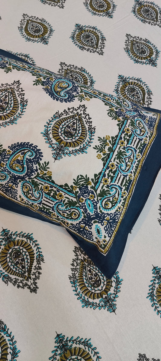 Blue Paisley - King Size Pure Cotton