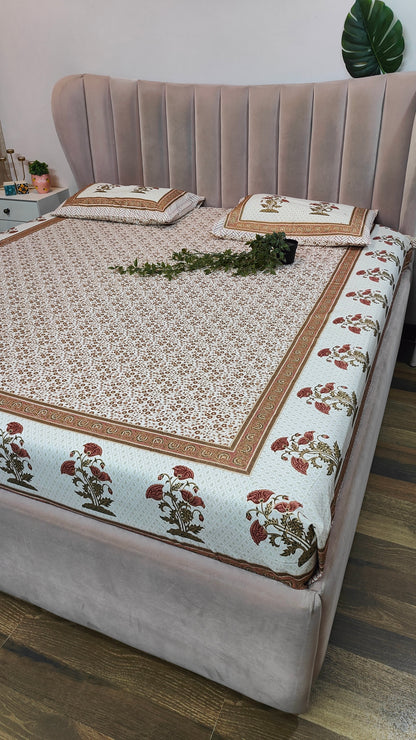 Golden Glow™ - Double Bed Pure Cotton Bedsheet