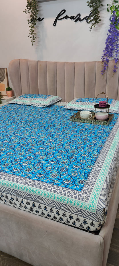 Azure Heritage™ - Super King Pure Cotton Bedsheet