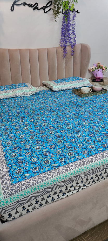 Azure Heritage™ - Super King Pure Cotton Bedsheet