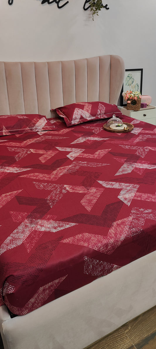 Maroon Magic™ - Super King Pure Cotton Bedsheet