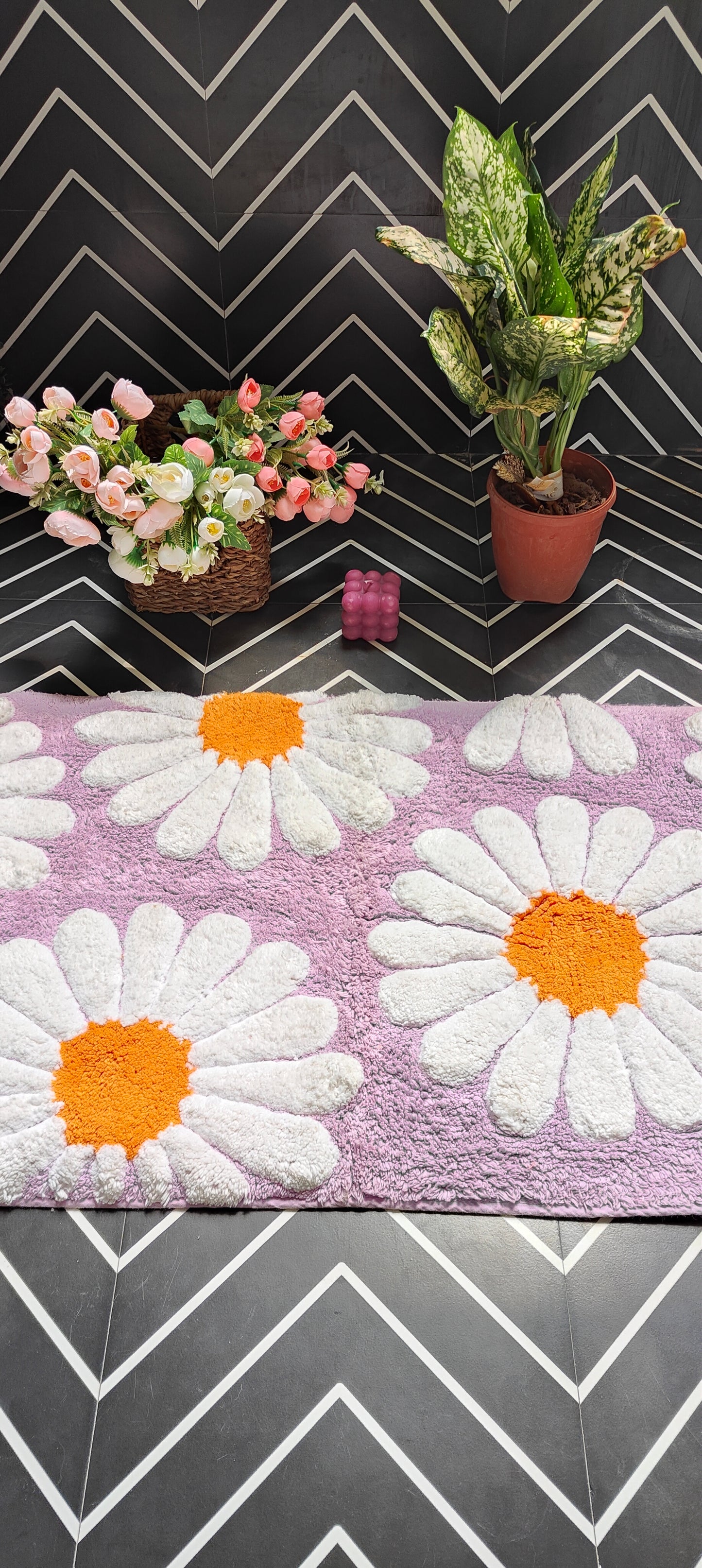 Lavender Sunflower - Pure Cotton Floor Mat