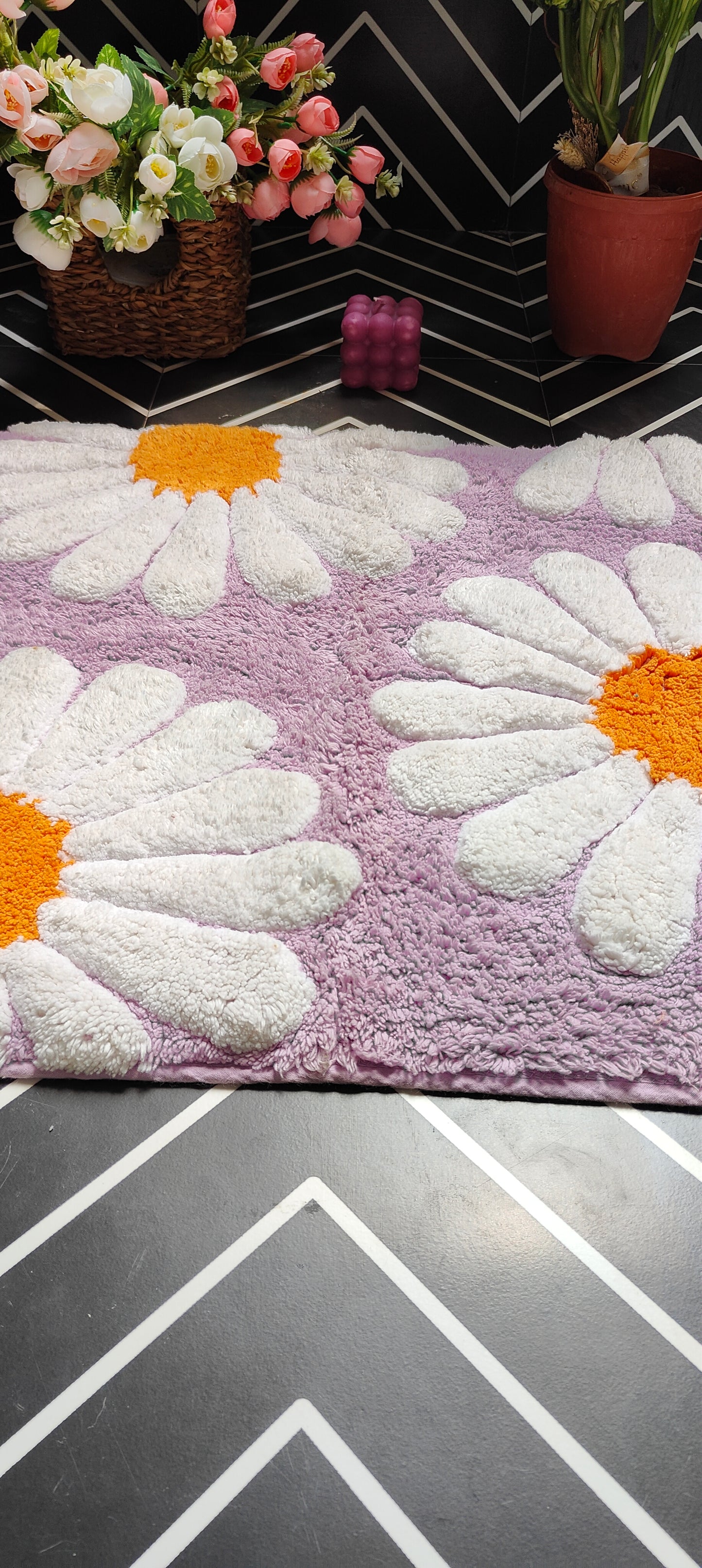 Lavender Sunflower - Pure Cotton Floor Mat