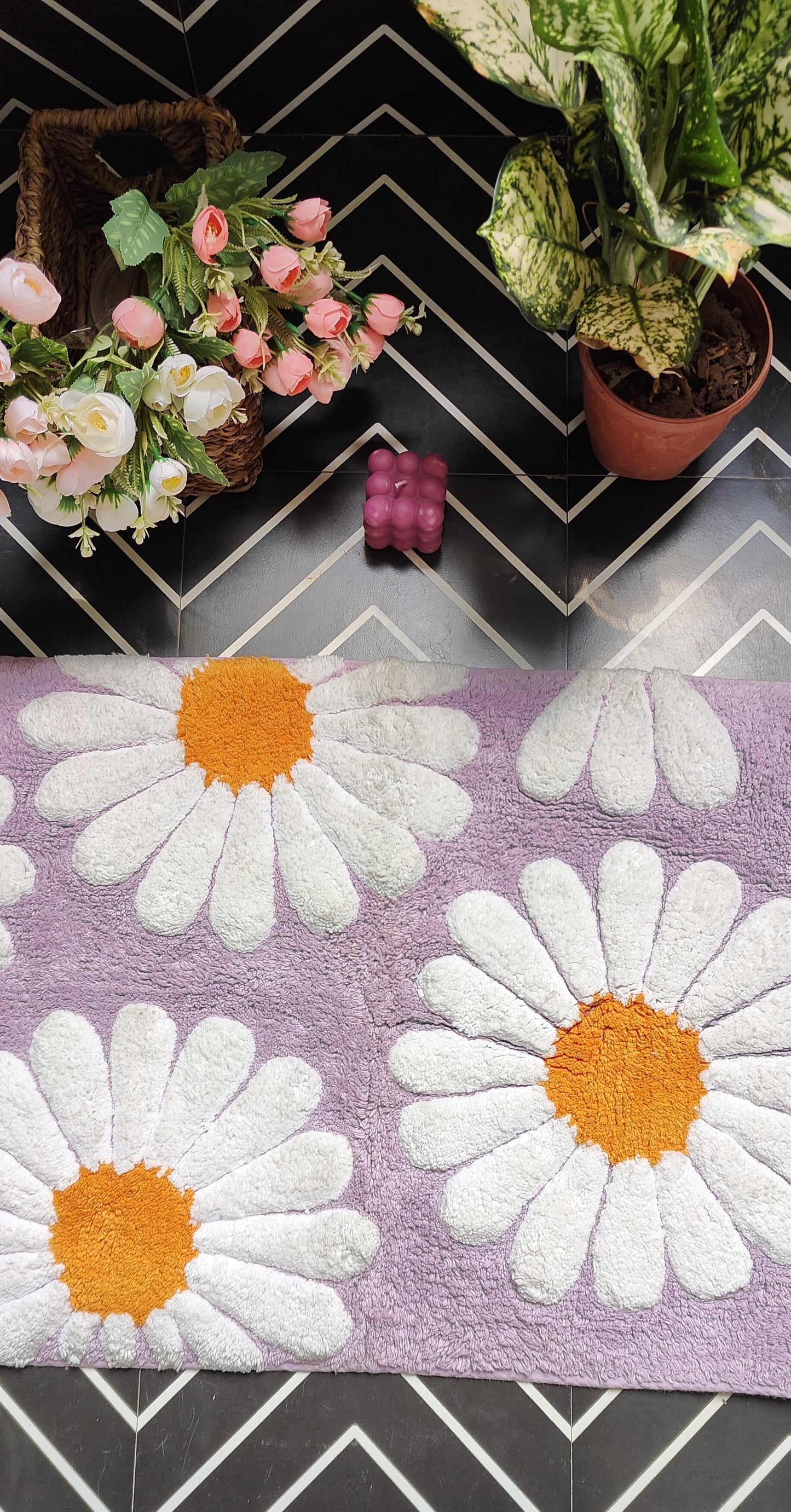 Lavender Sunflower - Pure Cotton Floor Mat