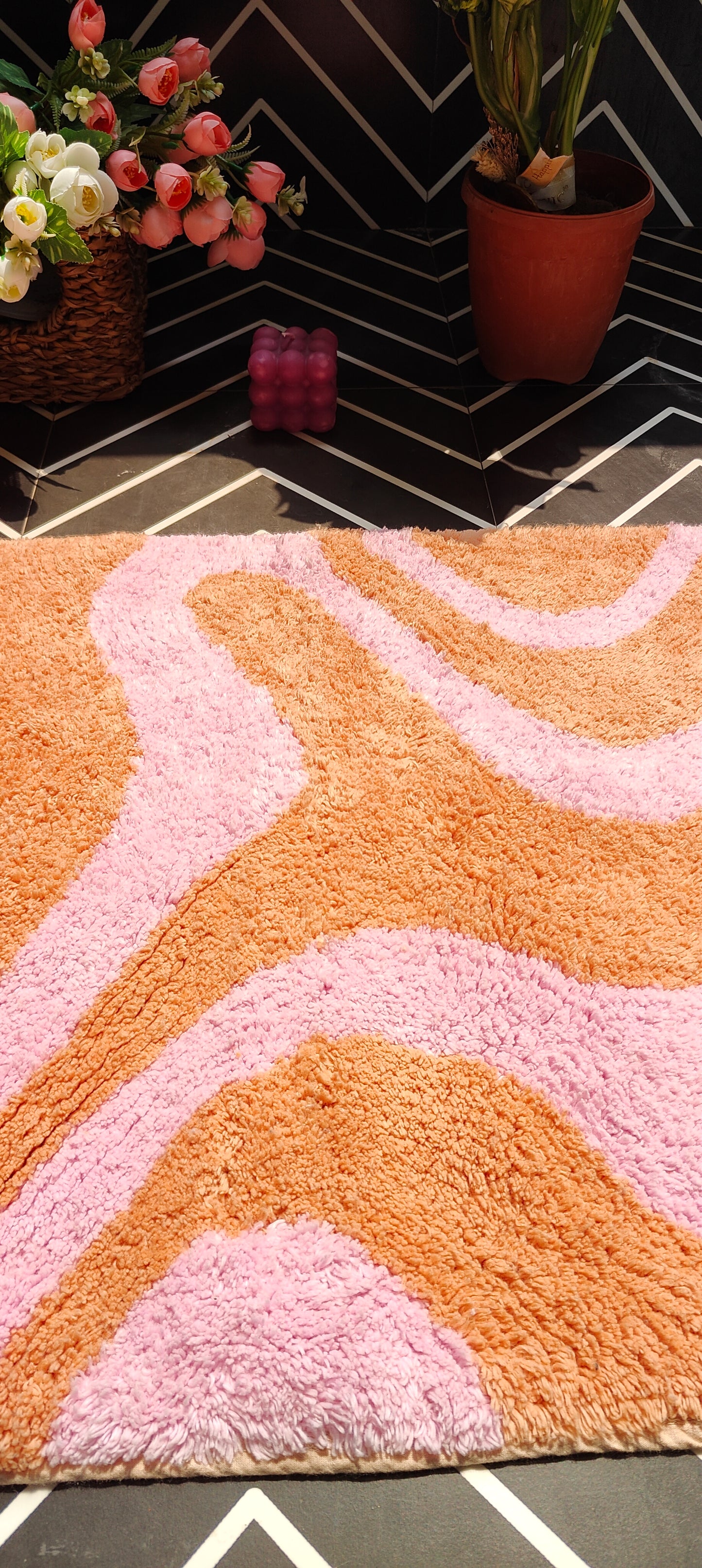 Pink Swirls - Pure Cotton Floor Mat