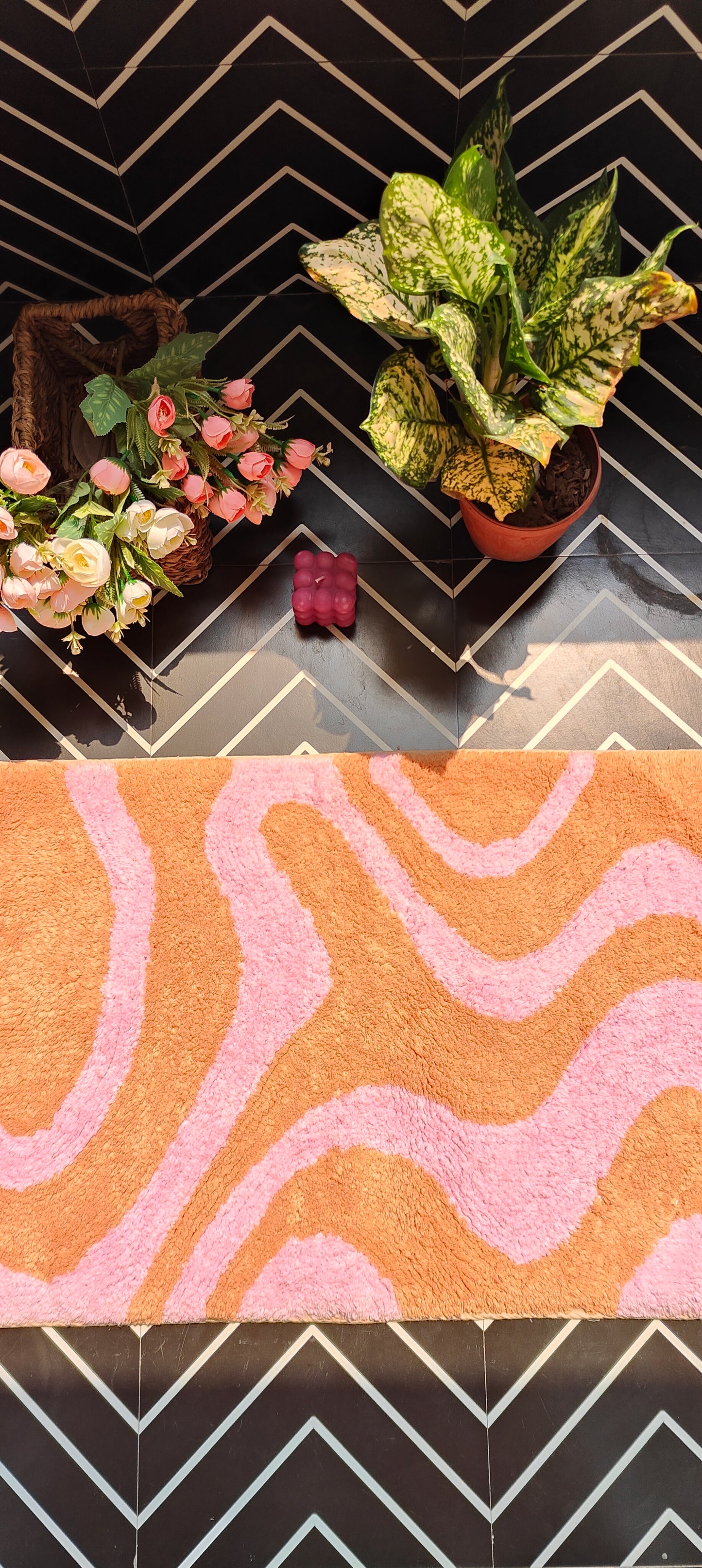 Pink Swirls - Pure Cotton Floor Mat